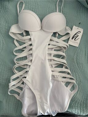 White Strappy Cutout One-Piece Swimsuit